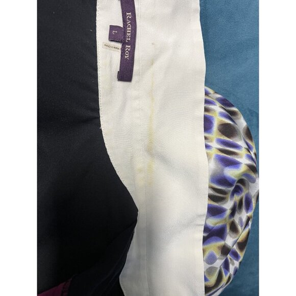 RACHEL ROY Silk Button-Down Shirt Women Large Geometric Print  Colorblock Office - Picture 10 of 10